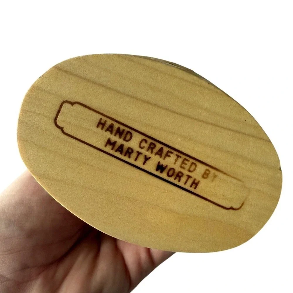Vintage Handcrafted Wood Splint Mini Basket Signed‎ Marty Worth Cottagecore